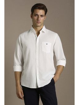 Louis Philippe - Men White Slim Fit Solid Full Sleeves Casual Shirt