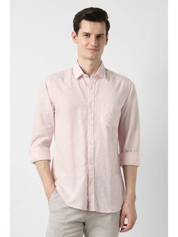 Peter England - Men Pink Slim Fit Textured Shirt