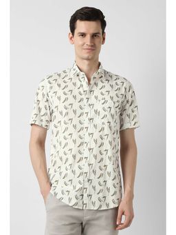 Peter England - Men White Slim Fit Print Shirt