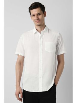 Peter England - Men White Slim Fit Textured Shirt