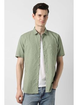 Peter England - Men Green Slim Fit Print Shirt