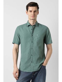 Peter England - Men Green Slim Fit Print Shirt