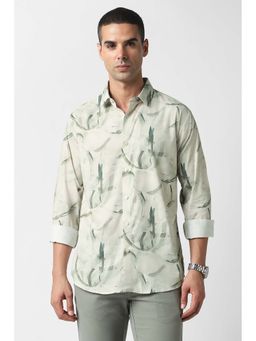 Van Heusen - Men Green Slim Fit Print Full Sleeves Party Shirt