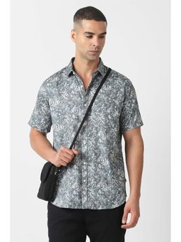 Van Heusen - Men Grey Slim Fit Print Half Sleeves Party Shirt