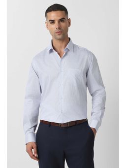 Van Heusen - Men Light Blue Regular Fit Print Full Sleeves Formal Shirt