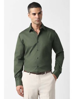 Van Heusen - Men Green Regular Fit Solid Full Sleeves Formal Shirt