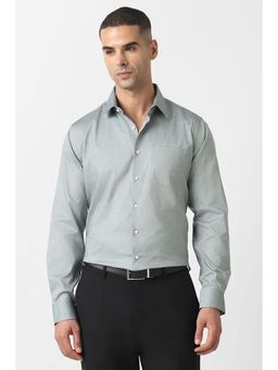 Van Heusen - Men Grey Slim Fit Textured Full Sleeves Formal Shirt