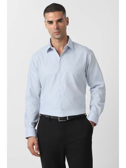 Van Heusen - Men Light Blue Regular Fit Textured Full Sleeves Party Shirt