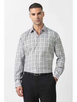 Van Heusen - Men Grey Regular Fit Check Full Sleeves Formal Shirt