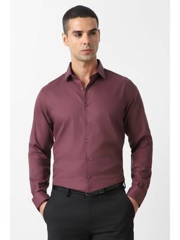 Van Heusen - Men Maroon Slim Fit Solid Full Sleeves Formal Shirt