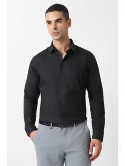 Van Heusen - Men Black Slim Fit Solid Full Sleeves Formal Shirt