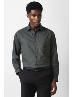 Van Heusen - Men Grey Regular Fit Print Full Sleeves Formal Shirt
