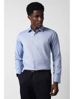 Van Heusen - Men Light Blue Slim Fit Textured Full Sleeves Formal Shirt