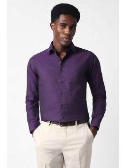 Van Heusen - Men Purple Slim Fit Textured Full Sleeves Formal Shirt