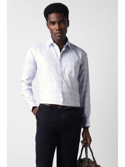 Van Heusen - Men Lilac Slim Fit Check Full Sleeves Formal Shirt