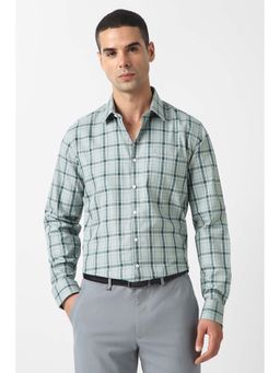 Van Heusen - Men Grey Slim Fit Check Full Sleeves Formal Shirt