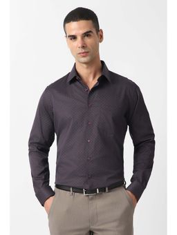 Van Heusen - Men Purple Slim Fit Print Full Sleeves Formal Shirt