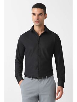 Van Heusen - Men Black Slim Fit Textured Full Sleeves Formal Shirt