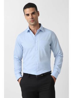 Van Heusen - Men Light Blue Slim Fit Textured Full Sleeves Formal Shirt