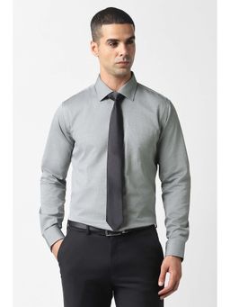 Van Heusen - Men Grey Slim Fit Textured Full Sleeves Formal Shirt