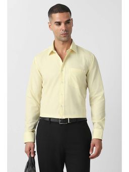 Van Heusen - Men Yellow Slim Fit Solid Full Sleeves Formal Shirt