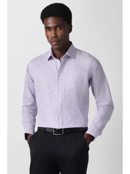 Van Heusen - Men Lilac Slim Fit Check Full Sleeves Formal Shirt