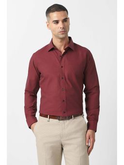 Van Heusen - Men Maroon Slim Fit Solid Full Sleeves Formal Shirt