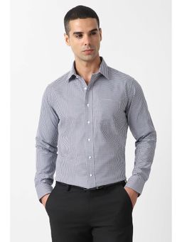 Van Heusen - Men Navy Blue Slim Fit Check Full Sleeves Formal Shirt