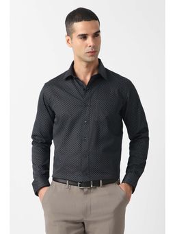 Van Heusen - Men Black Slim Fit Print Full Sleeves Formal Shirt