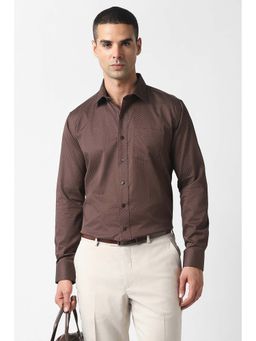 Van Heusen - Men Brown Slim Fit Print Full Sleeves Formal Shirt
