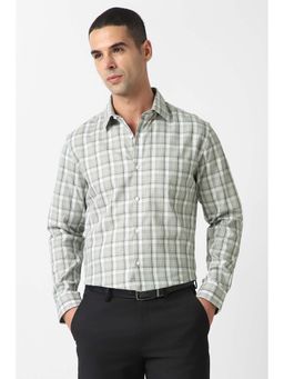 Van Heusen - Men Grey Tailored Fit Check Full Sleeves Formal Shirt