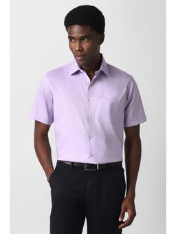Van Heusen - Men Lilac Regular Fit Solid Half Sleeves Formal Shirt