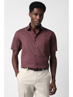 Van Heusen - Men Maroon Regular Fit Print Half Sleeves Party Shirt