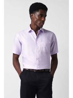 Van Heusen - Men Lilac Regular Fit Textured Half Sleeves Formal Shirt