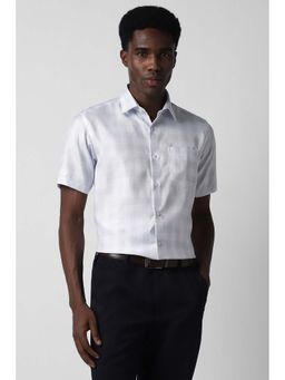 Van Heusen - Men Lilac Regular Fit Check Half Sleeves Formal Shirt