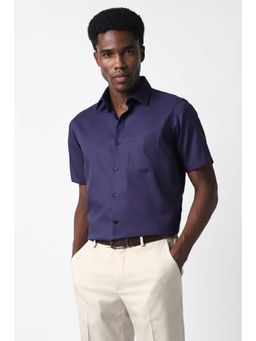 Van Heusen - Men Purple Regular Fit Solid Half Sleeves Formal Shirt