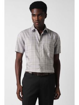 Van Heusen - Men Grey Regular Fit Check Half Sleeves Formal Shirt