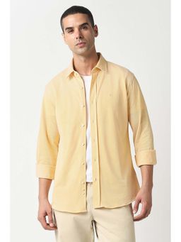 Van Heusen - Men Yellow Slim Fit Solid Full Sleeves Casual Shirt