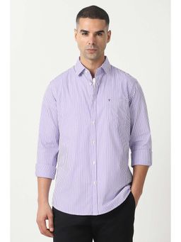 Van Heusen - Men Lilac Slim Fit Stripe Full Sleeves Casual Shirt