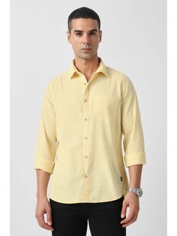 Van Heusen - Men Yellow Slim Fit Solid Full Sleeves Casual Shirt