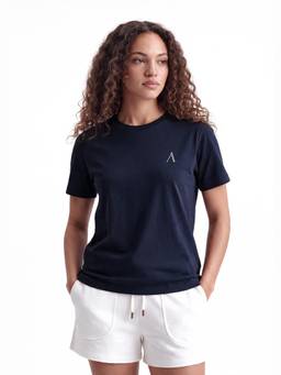 Alonge - Navy Blue Icotton Signature Crew Neck T-Shirt