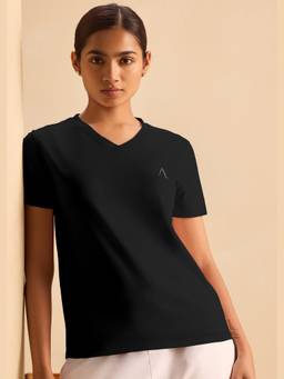 Alonge - Black Icotton Signature Vee Neck T-Shirt