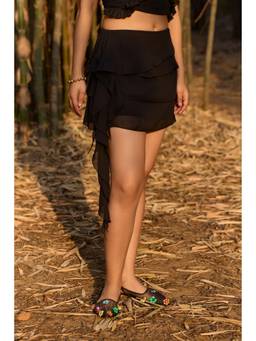 The Clothing Factory - Women'S Black Asymmetrical Layered Skirt