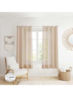 HomeTown - Amour Set Of 2 Window Sheer Curtain In Gold Colour