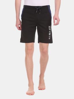 U.S. POLO ASSN. - Men Black I668 Comfort Fit Solid Cotton Polyester Shorts