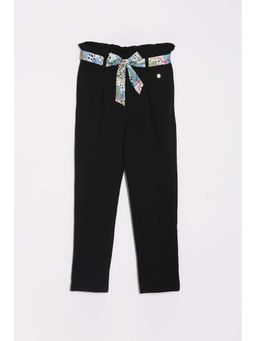 Allen Solly - Girls Black Slim Fit Trouser with Belt (Set of 2)