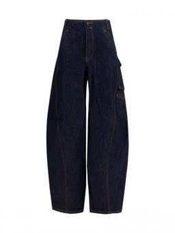 self-portrait - Blue Relaxed High Rise Jeans