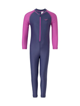 Speedo - Girls Endura Brite Color Block All In One Full Body Suit - Hapuna Navy Blue