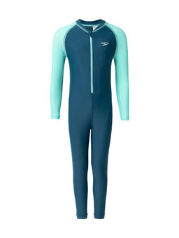 Speedo - Boy's Enduraflex Color Block All In One Suit - Dark Teal & Arctic Glass