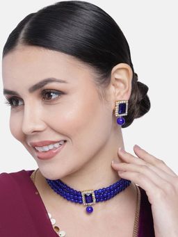 Peora - Gold Plated Kundan Pearl Dangling Chandbali Earrings Maangtikka Jewellery Set